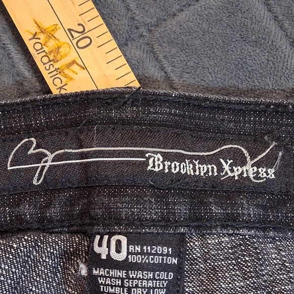 VTG Brooklyn Xpress Black Denim Long Jorts 13" inseam 40" Waist Y2K Baggy Shorts - Picture 2 of 8